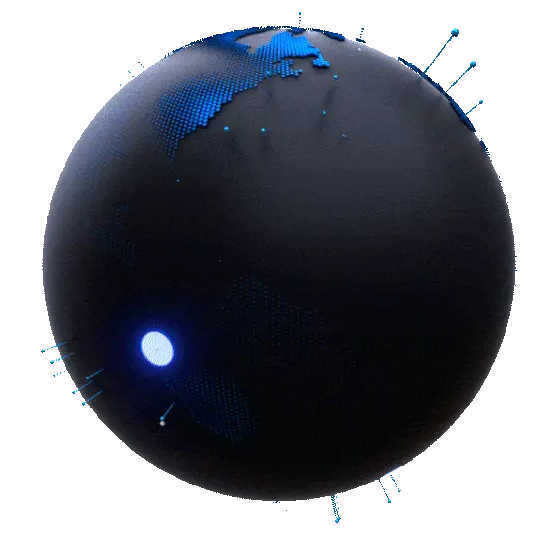 Stylized digital globe illustration representing global connectivity